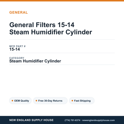 General Filters 15-14 Steam Humidifier Cylinder — New England Supply House spec card [NESH-SPEC-CARD-V2]