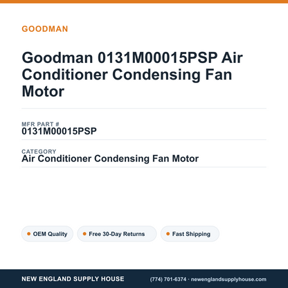 Goodman 0131M00015PSP Air Conditioner Condensing Fan Motor — New England Supply House spec card [NESH-SPEC-CARD-V2]