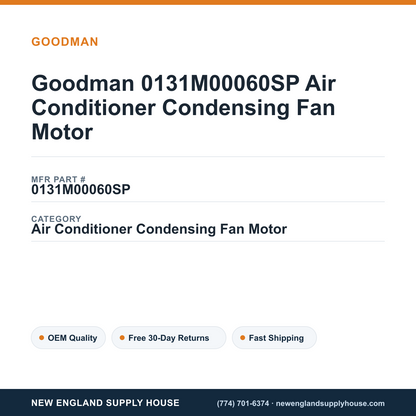 Goodman 0131M00060SP Air Conditioner Condensing Fan Motor — New England Supply House spec card [NESH-SPEC-CARD-V2]