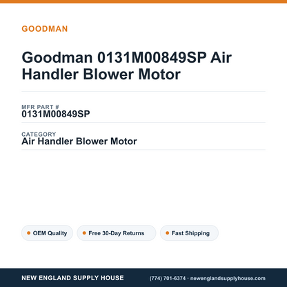 Goodman 0131M00849SP Air Handler Blower Motor — New England Supply House spec card [NESH-SPEC-CARD-V2]