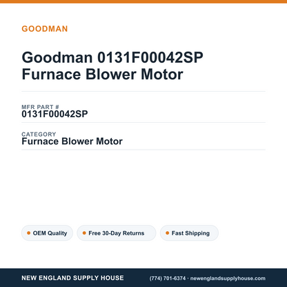 Goodman 0131F00042SP Furnace Blower Motor — New England Supply House spec card [NESH-SPEC-CARD-V2]
