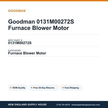 Goodman 0131M00272S Furnace Blower Motor — New England Supply House spec card [NESH-SPEC-CARD-V2]