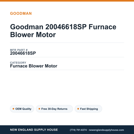 Goodman 20046618SP Furnace Blower Motor — New England Supply House spec card [NESH-SPEC-CARD-V2]