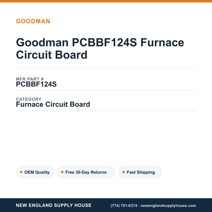 Goodman PCBBF124S Furnace Circuit Board — New England Supply House spec card [NESH-SPEC-CARD-V2]
