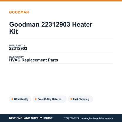 Goodman 22312903 Heater Kit — New England Supply House spec card [NESH-SPEC-CARD-V2]