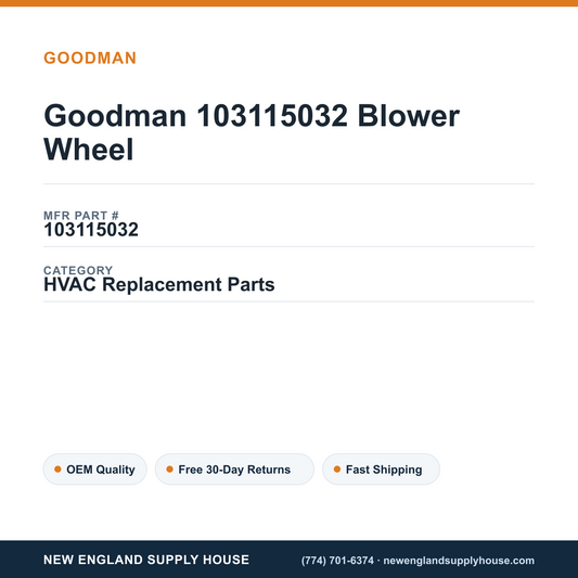 Goodman 103115032 Blower Wheel — New England Supply House spec card [NESH-SPEC-CARD-V2]