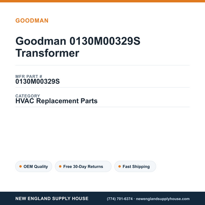 Goodman 0130M00329S Transformer — New England Supply House spec card [NESH-SPEC-CARD-V2]
