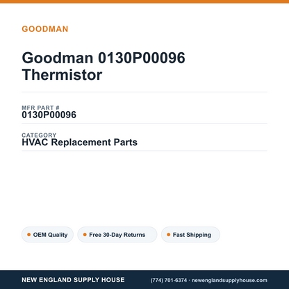 Goodman 0130P00096 Thermistor — New England Supply House spec card [NESH-SPEC-CARD-V2]