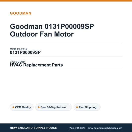 Goodman 0131P00009SP Outdoor Fan Motor — New England Supply House spec card [NESH-SPEC-CARD-V2]