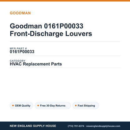 Goodman 0161P00033 Front-Discharge Louvers — New England Supply House spec card [NESH-SPEC-CARD-V2]