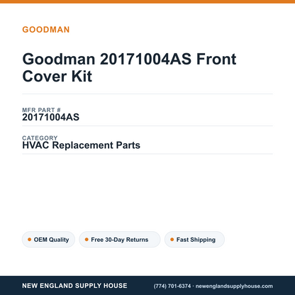 Goodman 20171004AS Front Cover Kit — New England Supply House spec card [NESH-SPEC-CARD-V2]
