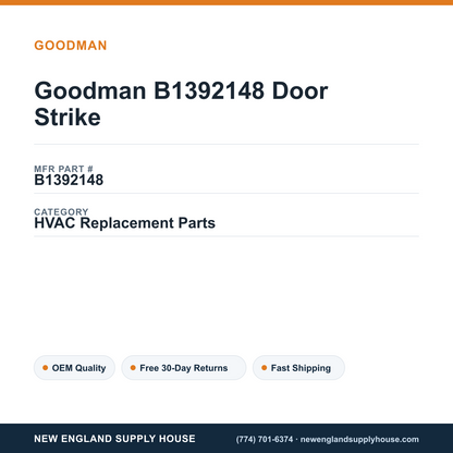 Goodman B1392148 Door Strike — New England Supply House spec card [NESH-SPEC-CARD-V2]