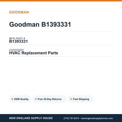 Goodman B1393331 — New England Supply House spec card [NESH-SPEC-CARD-V2]