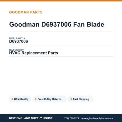 Goodman D6937006 Fan Blade — New England Supply House spec card [NESH-SPEC-CARD-V2]