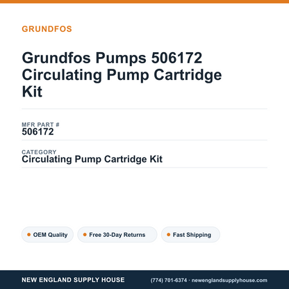 Grundfos Pumps 506172 Circulating Pump Cartridge Kit — New England Supply House spec card [NESH-SPEC-CARD-V2]