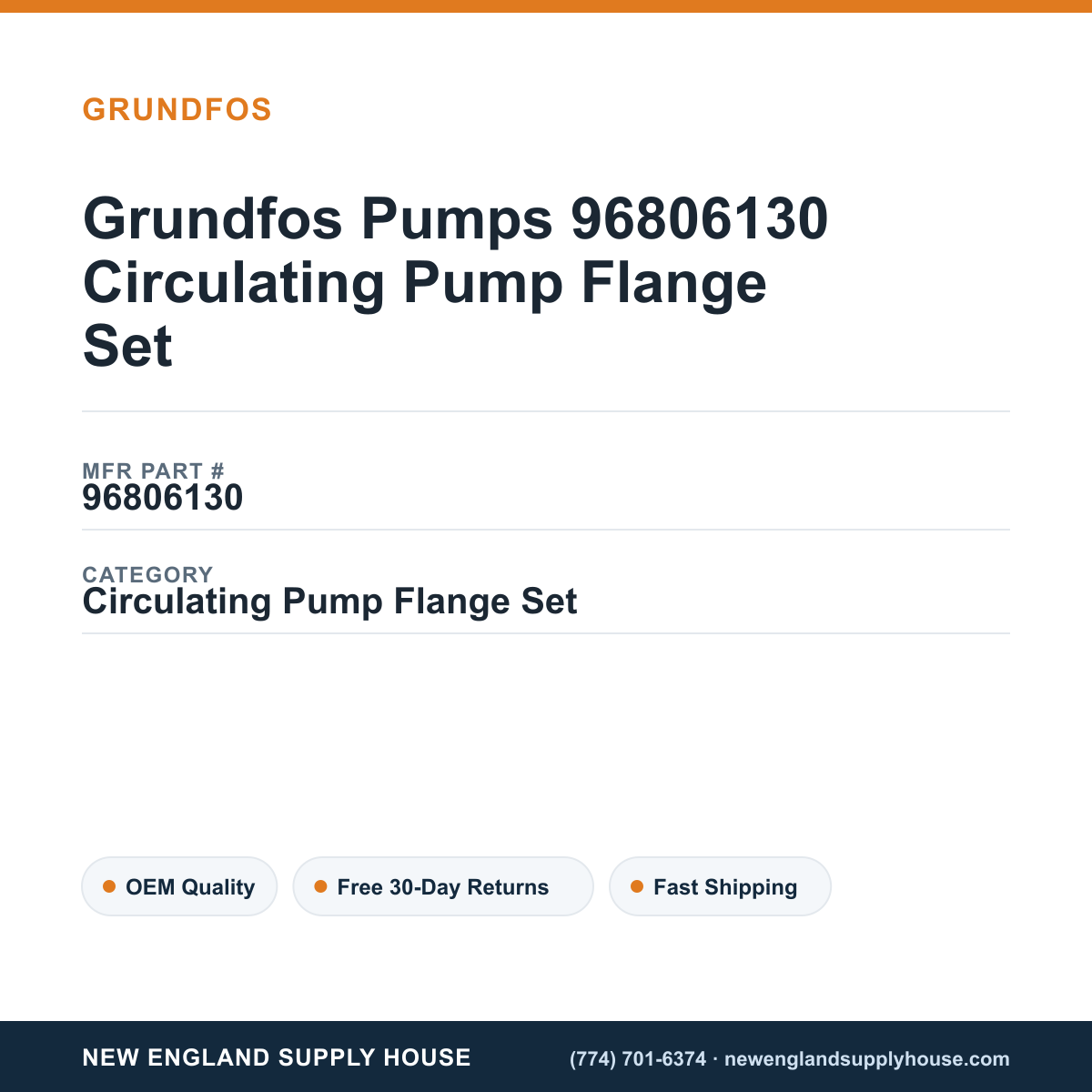 Grundfos Pumps 96806130 Circulating Pump Flange Set — New England Supply House spec card [NESH-SPEC-CARD-V2]