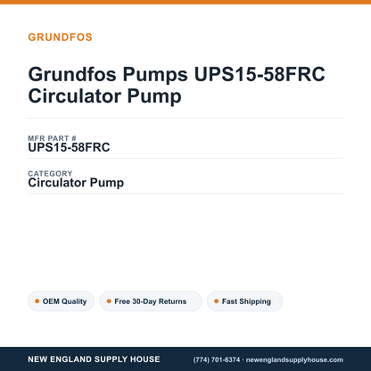 Grundfos Pumps UPS15-58FRC Circulator Pump — New England Supply House spec card [NESH-SPEC-CARD-V2]