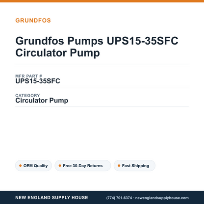 Grundfos Pumps UPS15-35SFC Circulator Pump — New England Supply House spec card [NESH-SPEC-CARD-V2]