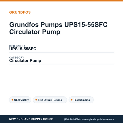 Grundfos Pumps UPS15-55SFC Circulator Pump — New England Supply House spec card [NESH-SPEC-CARD-V2]