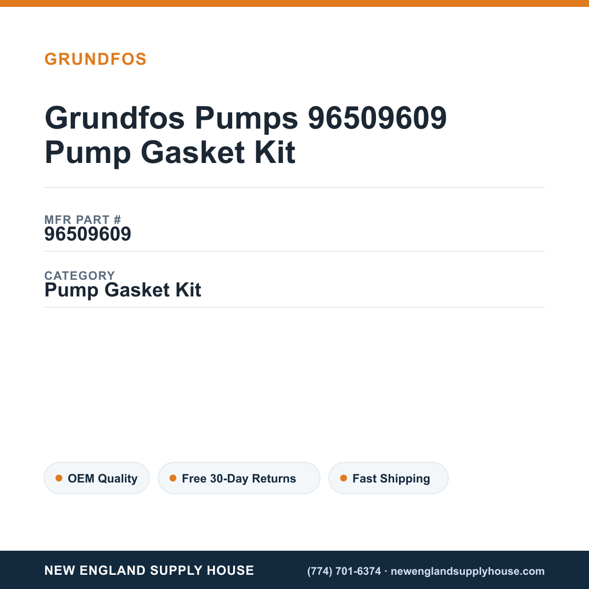 Grundfos Pumps 96509609 Pump Gasket Kit — New England Supply House spec card [NESH-SPEC-CARD-V2]
