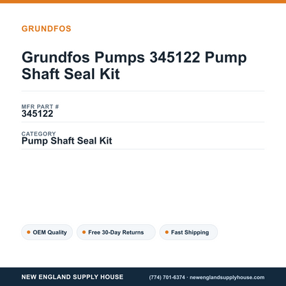 Grundfos Pumps 345122 Pump Shaft Seal Kit — New England Supply House spec card [NESH-SPEC-CARD-V2]