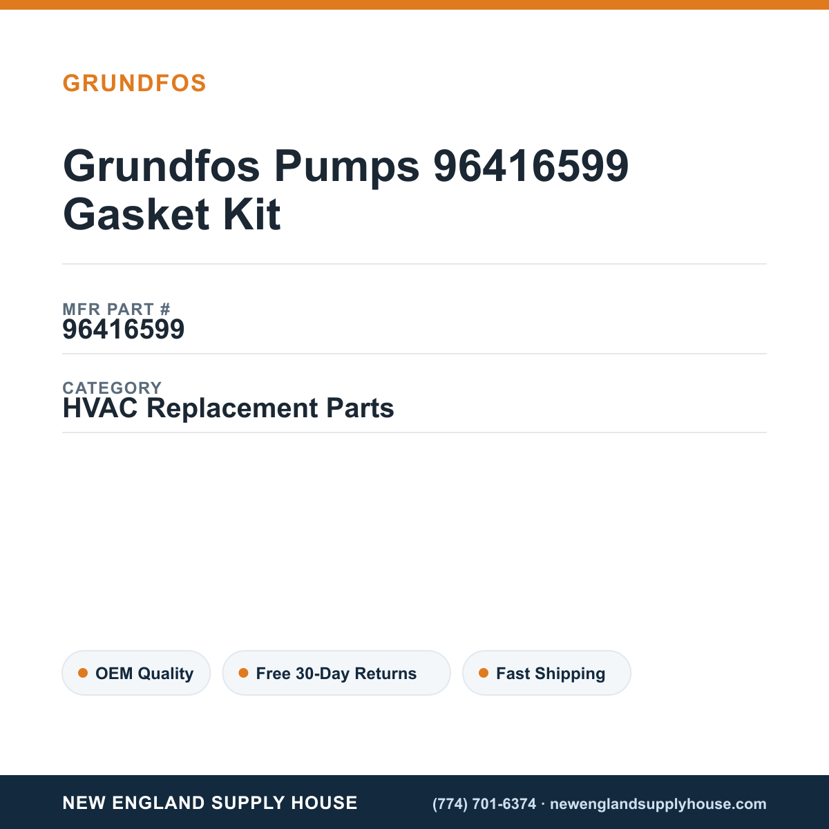 Grundfos Pumps 96416599 Gasket Kit — New England Supply House spec card [NESH-SPEC-CARD-V2]