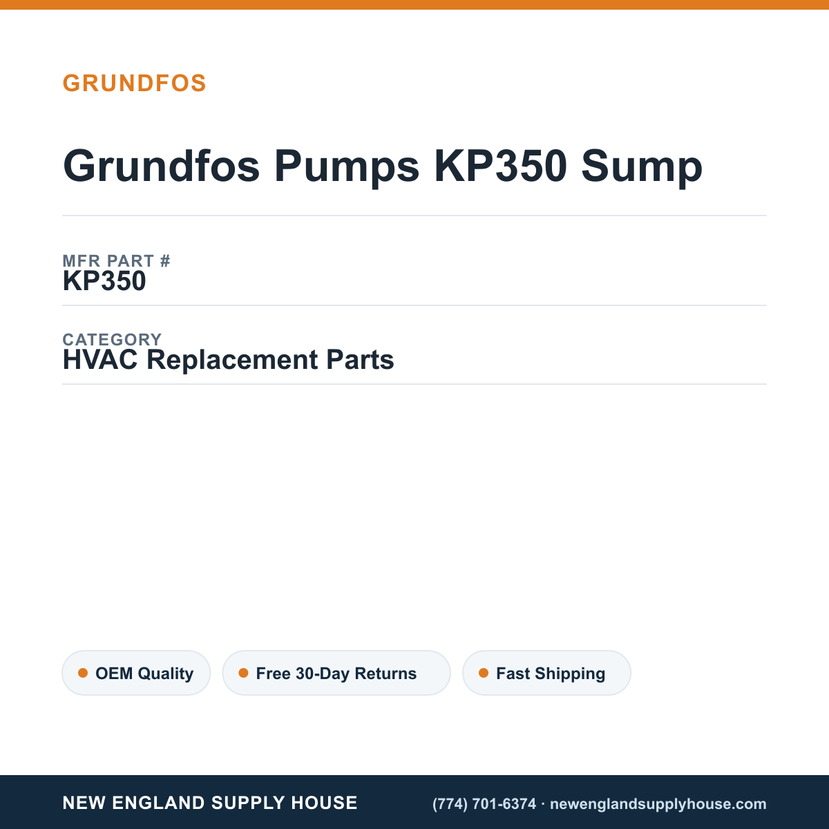Grundfos Pumps KP350 Sump — New England Supply House spec card [NESH-SPEC-CARD-V2]