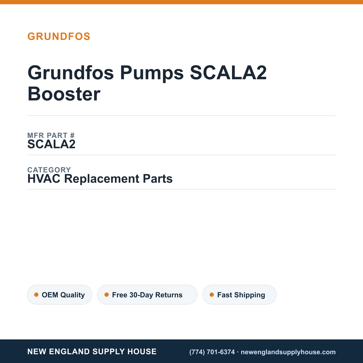 Grundfos Pumps SCALA2 Booster — New England Supply House spec card [NESH-SPEC-CARD-V2]