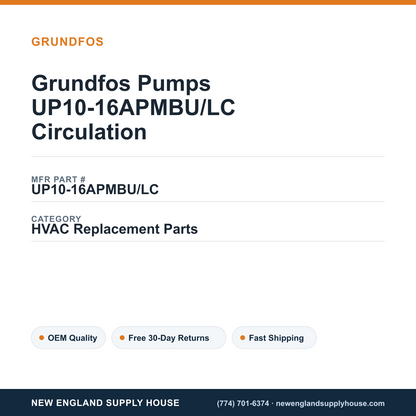 Grundfos Pumps UP10-16APMBU/LC Circulation — New England Supply House spec card [NESH-SPEC-CARD-V2]