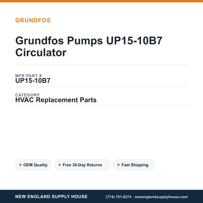 Grundfos Pumps UP15-10B7 Circulator — New England Supply House spec card [NESH-SPEC-CARD-V2]