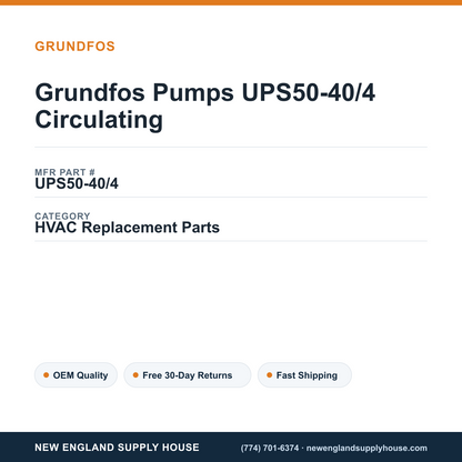 Grundfos Pumps UPS50-40/4 Circulating — New England Supply House spec card [NESH-SPEC-CARD-V2]