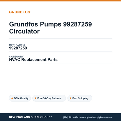 Grundfos Pumps 99287259 Circulator — New England Supply House spec card [NESH-SPEC-CARD-V2]