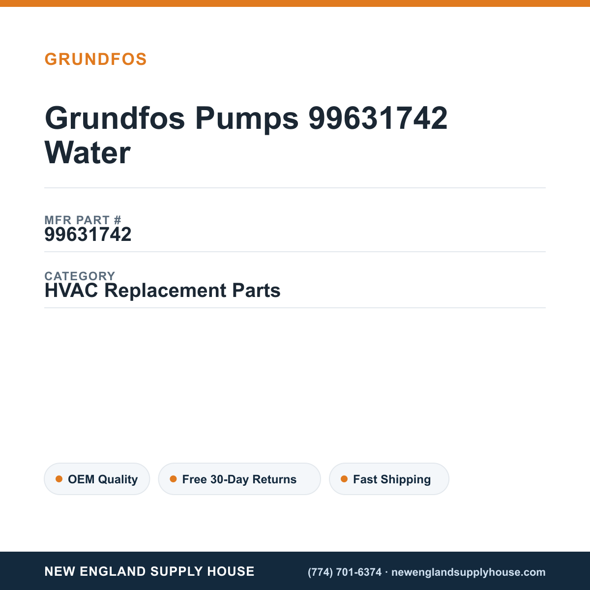 Grundfos Pumps 99631742 Water — New England Supply House spec card [NESH-SPEC-CARD-V2]