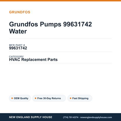 Grundfos Pumps 99631742 Water — New England Supply House spec card [NESH-SPEC-CARD-V2]