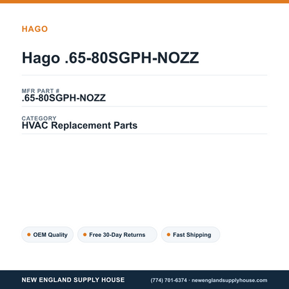 Hago .65-80SGPH-NOZZ — New England Supply House spec card [NESH-SPEC-CARD-V2]