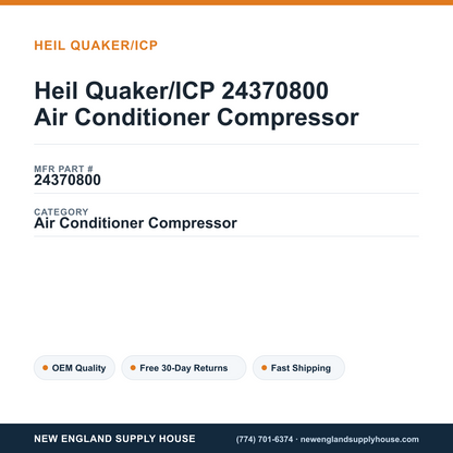 Heil Quaker/ICP 24370800 Air Conditioner Compressor — New England Supply House spec card [NESH-SPEC-CARD-V2]