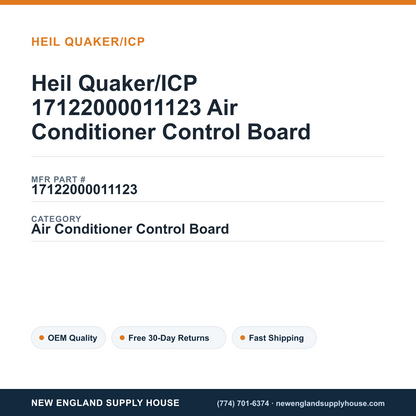 Heil Quaker/ICP 17122000011123 Air Conditioner Control Board — New England Supply House spec card [NESH-SPEC-CARD-V2]