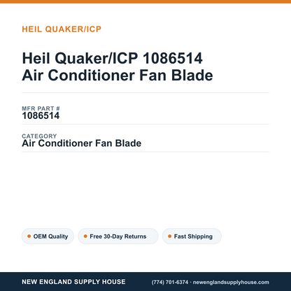 Heil Quaker/ICP 1086514 Air Conditioner Fan Blade — New England Supply House spec card [NESH-SPEC-CARD-V2]