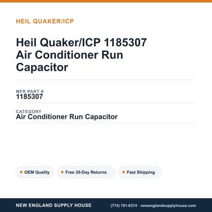 Heil Quaker/ICP 1185307 Air Conditioner Run Capacitor — New England Supply House spec card [NESH-SPEC-CARD-V2]
