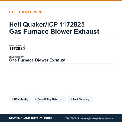 Heil Quaker/ICP 1172825 Gas Furnace Blower Exhaust — New England Supply House spec card [NESH-SPEC-CARD-V2]