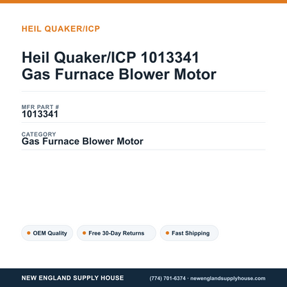Heil Quaker/ICP 1013341 Gas Furnace Blower Motor — New England Supply House spec card [NESH-SPEC-CARD-V2]