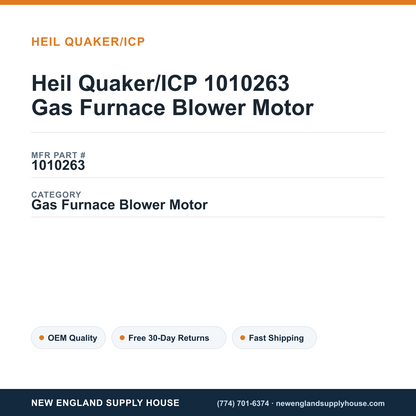 Heil Quaker/ICP 1010263 Gas Furnace Blower Motor — New England Supply House spec card [NESH-SPEC-CARD-V2]