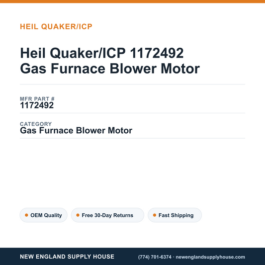 Heil Quaker/ICP 1172492 Gas Furnace Blower Motor — New England Supply House spec card [NESH-SPEC-CARD-V2]