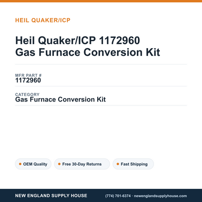 Heil Quaker/ICP 1172960 Gas Furnace Conversion Kit — New England Supply House spec card [NESH-SPEC-CARD-V2]