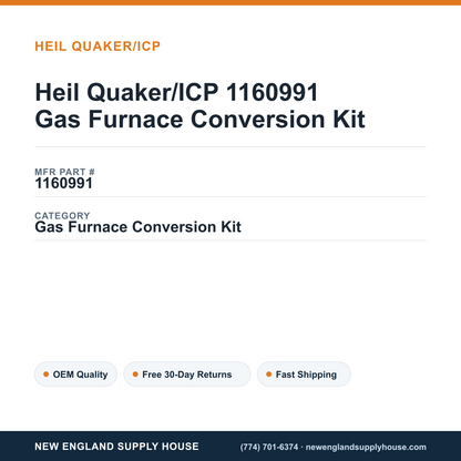 Heil Quaker/ICP 1160991 Gas Furnace Conversion Kit — New England Supply House spec card [NESH-SPEC-CARD-V2]