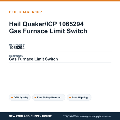 Heil Quaker/ICP 1065294 Gas Furnace Limit Switch — New England Supply House spec card [NESH-SPEC-CARD-V2]