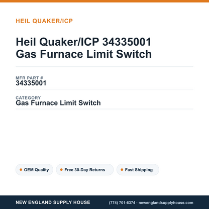 Heil Quaker/ICP 34335001 Gas Furnace Limit Switch — New England Supply House spec card [NESH-SPEC-CARD-V2]