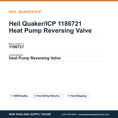 Heil Quaker/ICP 1186721 Heat Pump Reversing Valve — New England Supply House spec card [NESH-SPEC-CARD-V2]