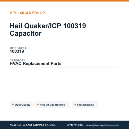 Heil Quaker/ICP 100319 Capacitor — New England Supply House spec card [NESH-SPEC-CARD-V2]