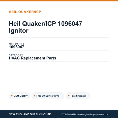 Heil Quaker/ICP 1096047 Ignitor — New England Supply House spec card [NESH-SPEC-CARD-V2]